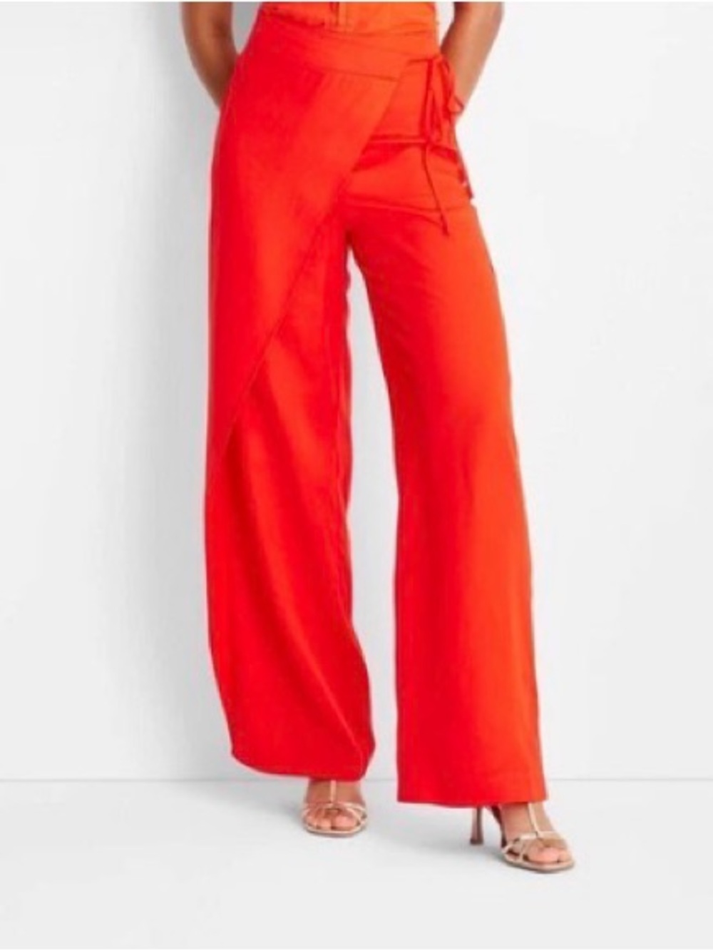 Future Collective Jenee Naylor Red Wide Leg Pants High Rise L